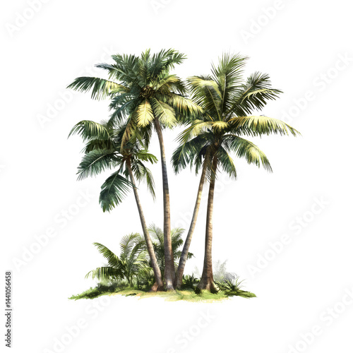 Lush Tropical Palm Trees on a Tranquil Island Paradise