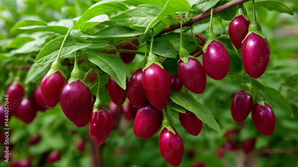 Vibrant red peppers grow abundantly on lush green plants in a sunlit garden during late summer harvest season