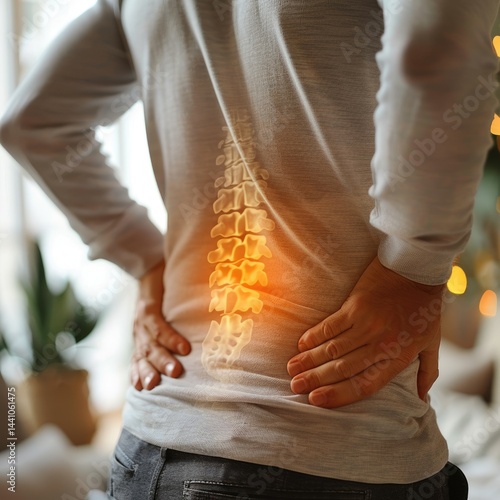 Spinal issue: lumbar discomfort, nerve irritation, back tension, disc bulge, vertebrae misalignment, muscular strain, sciatica flare, joint pressure, posture imbalance, painful region.
