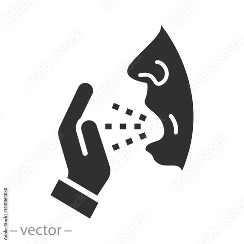 human sneeze, flu icon, illness, chronic pneumonia, flat vector illustration