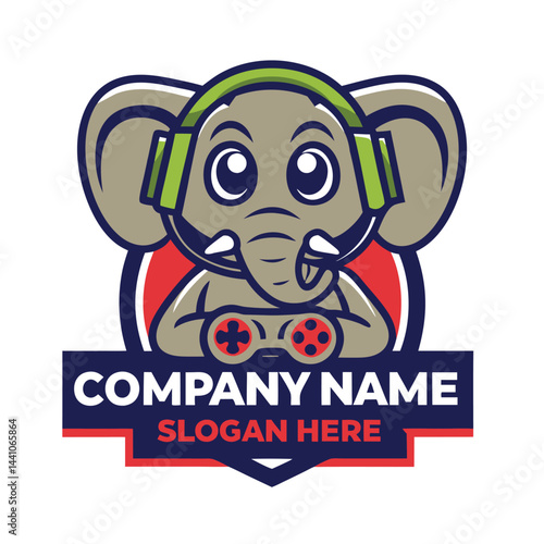 Cute Elephant Gaming Logo
