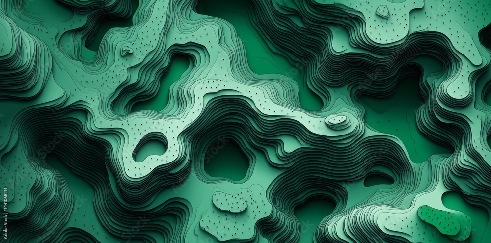 The background of this modern illustration is a green paper cut topography, accompanied by an abstract presentation template that incorporates cutout mountain or grass layers, a topographic origami The background of this modern illustration is a green paper cut topography, accompanied by an abstract presentation template that incorporates cutout mountain or grass layers, a topographic origami