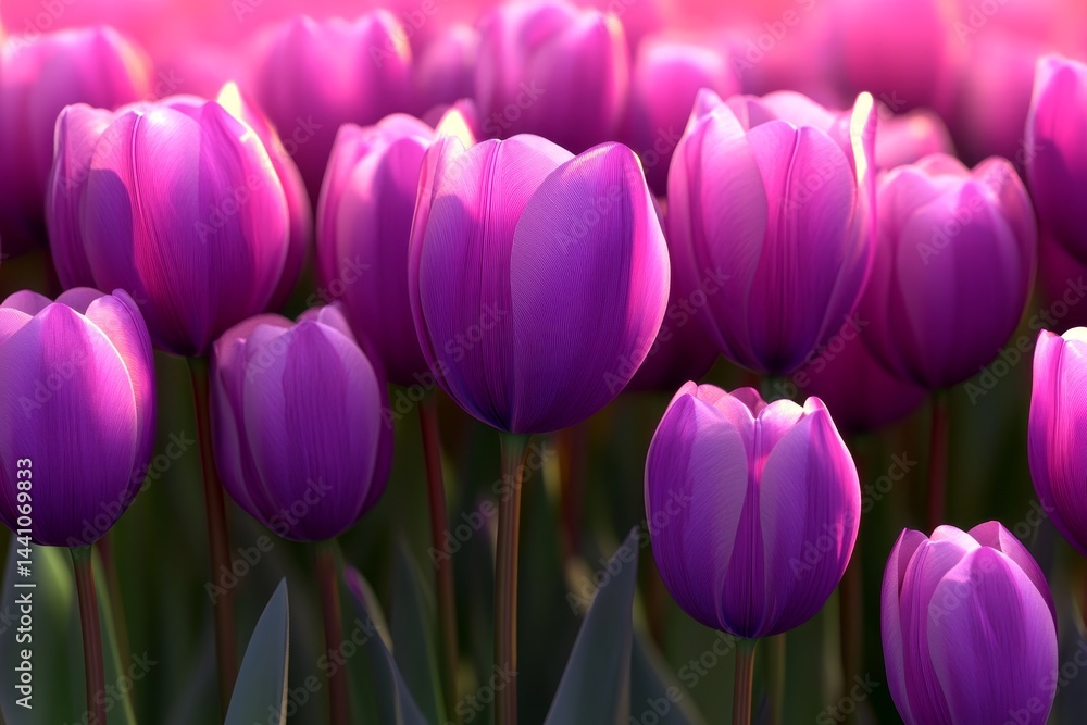 Vibrant purple tulips in a spring garden. Vibrant purple tulips in a spring garden.
