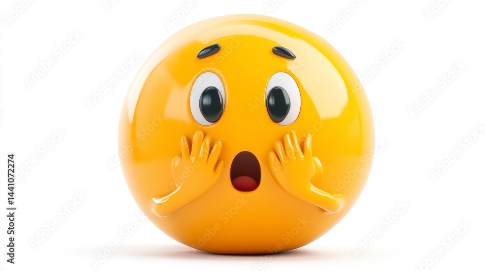 Fototapeta premium Surprised Emoji with Expressive Hands and Open Mouth Ideal for Emotion Communication and Soc