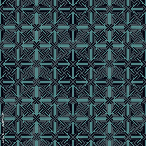 Seamless ethnic ornament. Tribal wallpaper. Arrows image. Folk pattern. Geeometric backdrop. Mosaics motif. Grid background. Digital paper. Textile print. Ethnical web design. Abstract vector work.