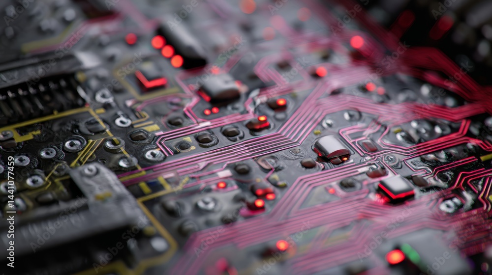 Fototapeta premium Circuit board closeup. Technology background
