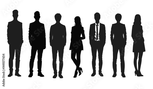 Silhouetted Business Professionals: A team of confident individuals ready for corporate success.