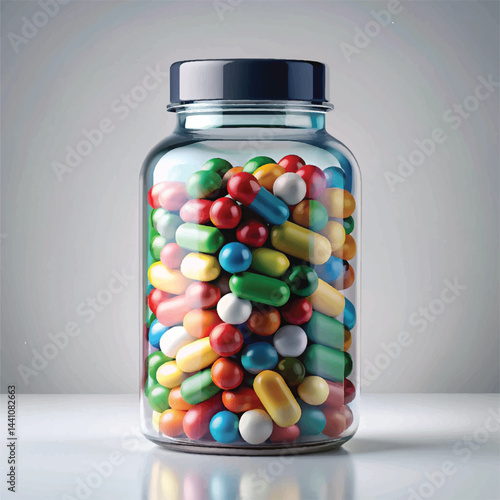 suppliments,3d suppliments bottle,realistic suppliments, transparent suppliment bootlles, tablets, multiple bottles,medicine,without label,glass jar multi color,capsules, omega 3 capsules, vitamins,  