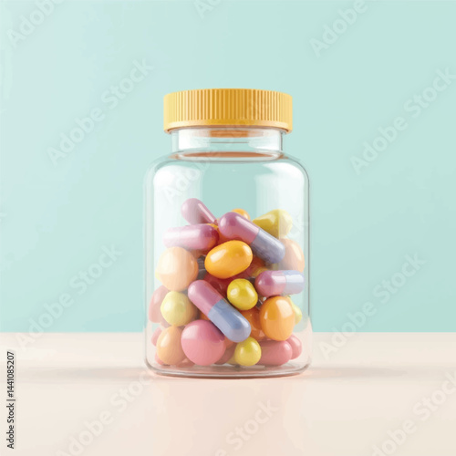 suppliments,3d suppliments bottle,realistic suppliments, transparent suppliment bootlles, tablets, multiple bottles,medicine,without label,glass jar multi color,capsules, omega 3 capsules, vitamins,  