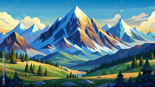 Majestic mountains stretch across the endless horizon.
Snowy crowns gleam under the clear blue sky.
Rolling valleys nestle between towering ridges.
A panoramic masterpiece of earth’s wild beauty.

