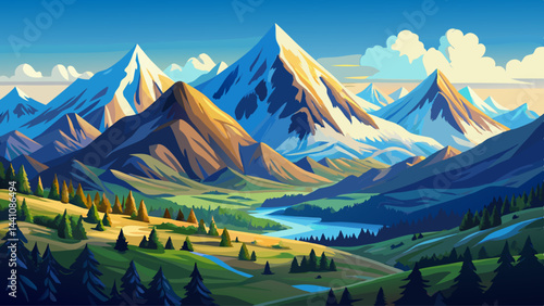 Majestic mountains stretch across the endless horizon.
Snowy crowns gleam under the clear blue sky.
Rolling valleys nestle between towering ridges.
A panoramic masterpiece of earth’s wild beauty.

