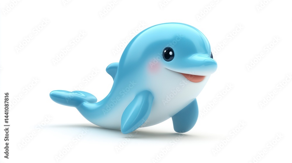Obraz premium A cheerful cartoon dolphin with a friendly smile perfect for childrens content and educationa