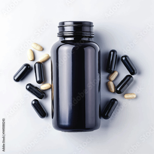 suppliments,3d suppliments bottle,realistic suppliments, transparent suppliment bootlles, tablets, multiple bottles,medicine,without label,glass jar multi color,capsules, omega 3 capsules, vitamins,  