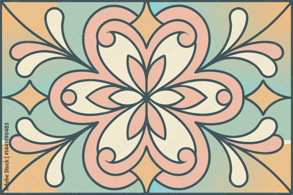 Obraz premium Colorful floral vector illustration featuring intricate patterns and harmonious shapes ideal for modern design projects