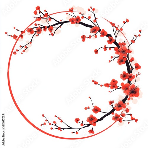 Decorative cherry blossom wreath frame
