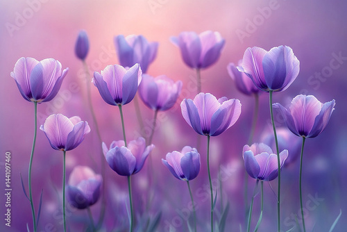 purple and white tulips Bokeh image background 