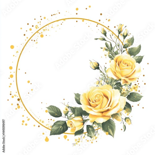 Yellow Rose Floral Frame; elegant decorative border