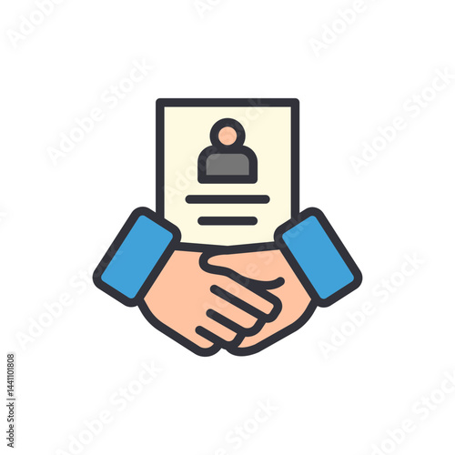 Employment contract colored icons, minimalist vector illustration ,simple transparent graphic element .Isolated on white background