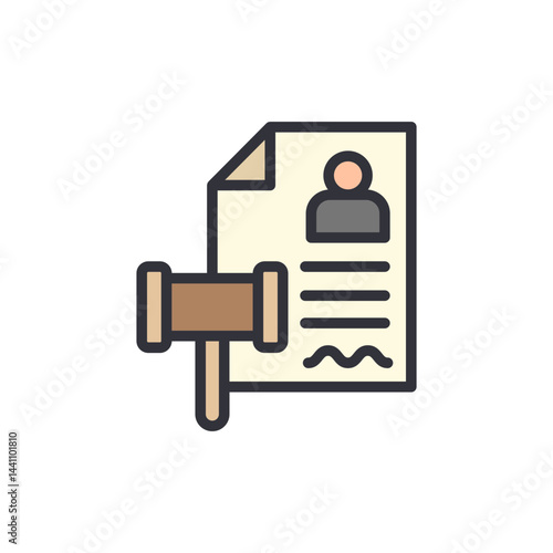 Employment contract colored icons, minimalist vector illustration ,simple transparent graphic element .Isolated on white background
