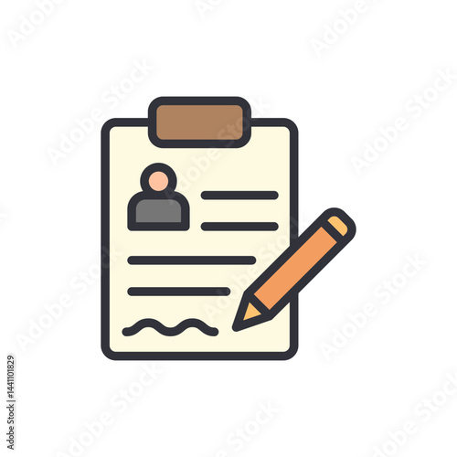 Employment contract colored icons, minimalist vector illustration ,simple transparent graphic element .Isolated on white background