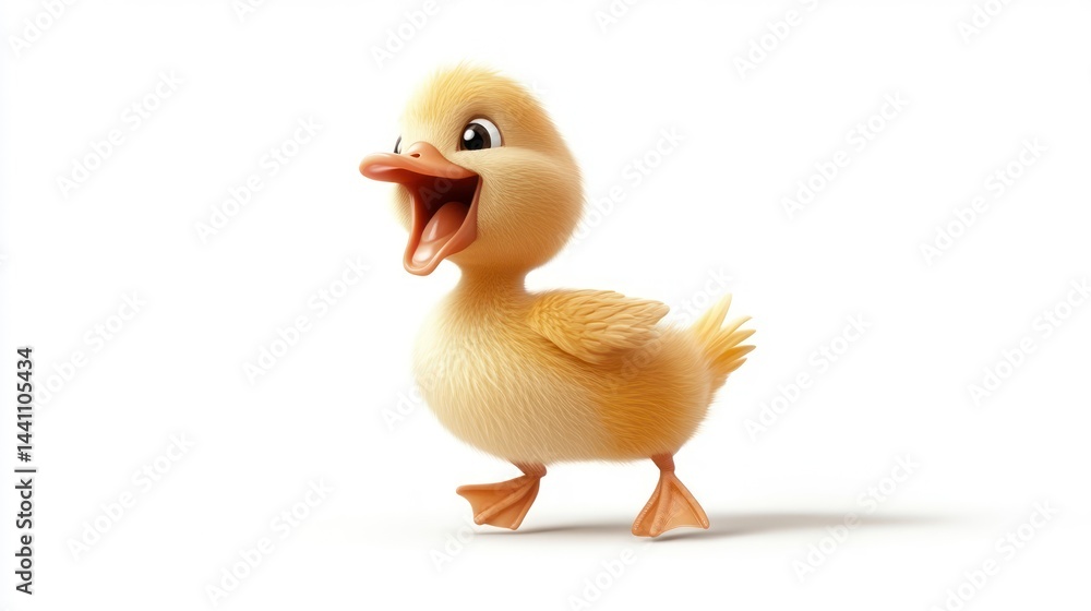 Adorable Baby Duckling with Open Beak Perfect for Easter Spring Themes and Childrens Content