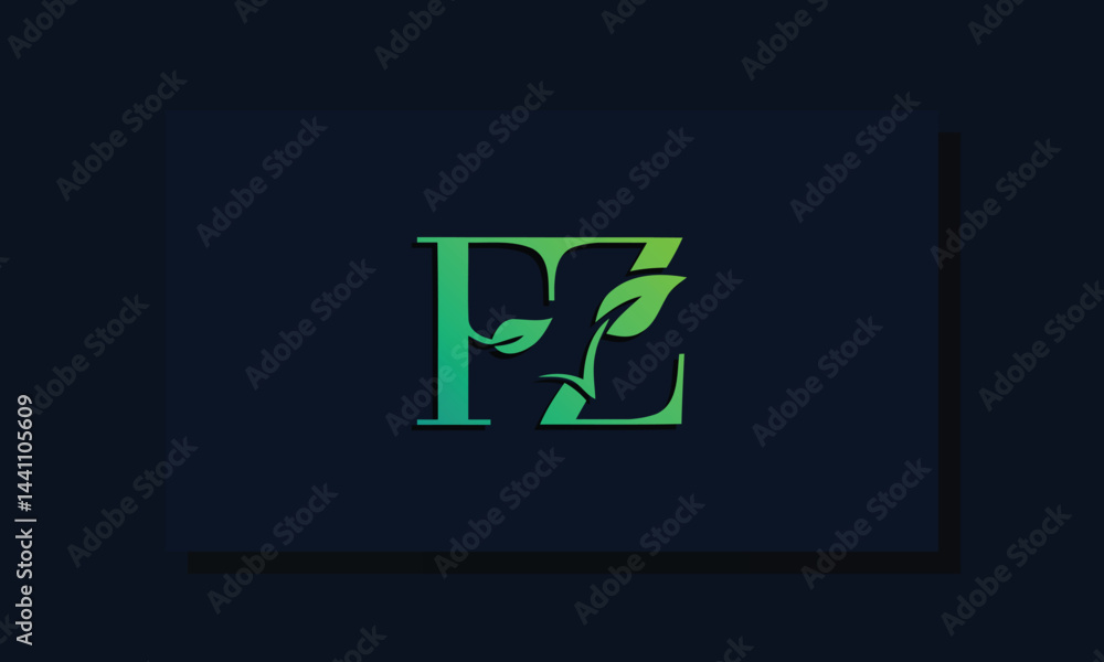 Fototapeta premium Minimal leaf style Initial FZ logo.
