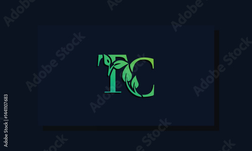 Minimal leaf style Initial TC logo