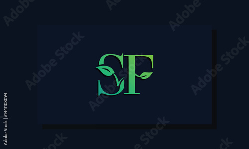 Minimal leaf style Initial SF logo