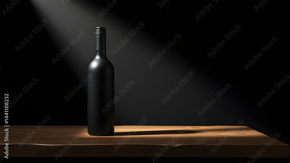 Elegant Black Matte Wine Bottle Mockup Vertical Presentation