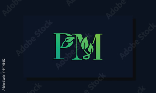 Minimal leaf style Initial PM logo