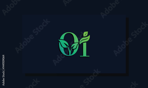 Minimal leaf style Initial OI logo