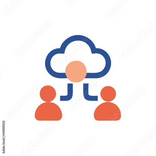 Cloud collaboration concept with people interacting  