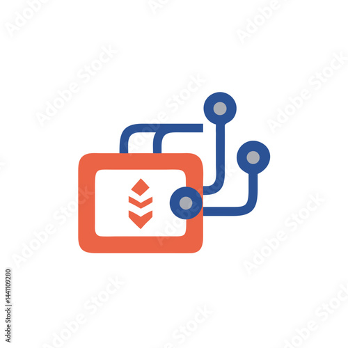 Digital crypto wallet symbol with circuit design  