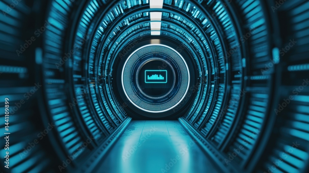 Futuristic data vault secured by ai showing digital safety in modern design Futuristic data vault secured by ai showing digital safety in modern design