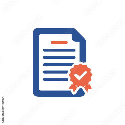Smart Contract Document with Certification Icon  