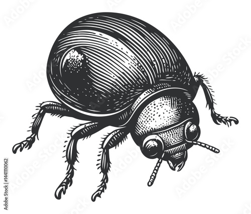 Vintage Hand-Drawn Illustration of a Beetle on White Background