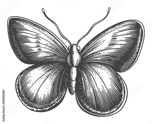 Vintage Hand-Drawn Butterfly Illustration in Classic Engraving Style