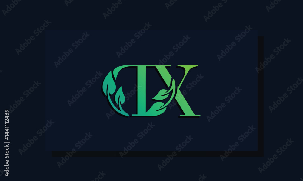 Obraz premium Minimal leaf style Initial DX logo