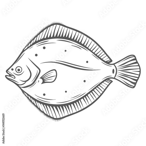 Atlantic Halibut Illustration, Hippoglossus Hippoglossus