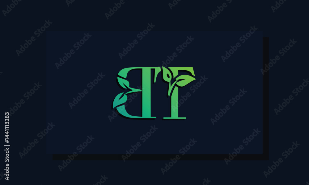 Minimal leaf style Initial BT logo. Minimal leaf style Initial BT logo.