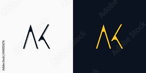Minimalist abstract initial letters AK logo