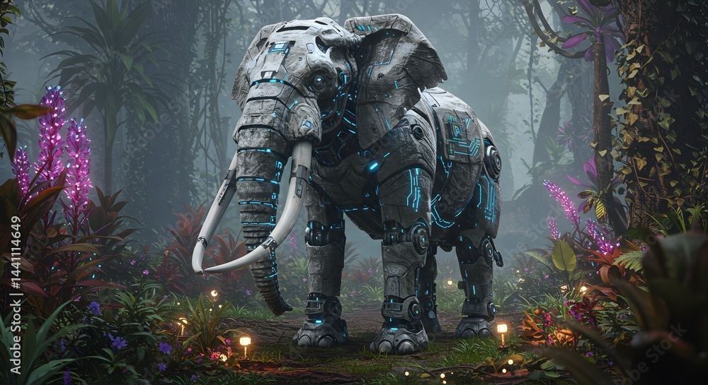 Fototapeta premium Mechanical Elephant in Jungle