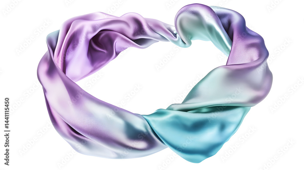 beautiful mintpurple head band made of silk isolated on white background