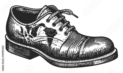 Vintage Hand-Drawn Illustration of Classic Leather Dress Shoe