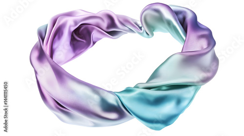 beautiful mintpurple head band made of silk isolated on white background
