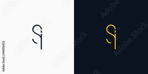 Minimalist abstract initial letters SI logo.