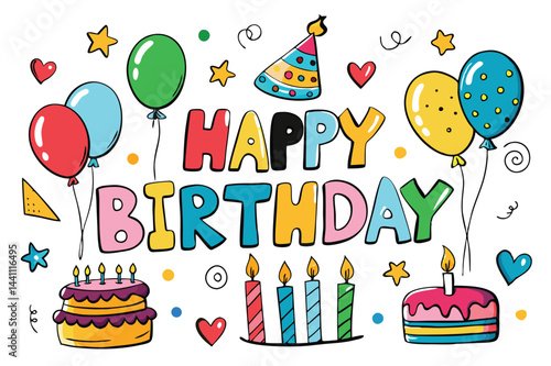 Happy Birthday Cartoon Illustration