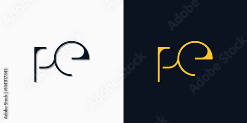 Minimalist abstract initial letters PE logo