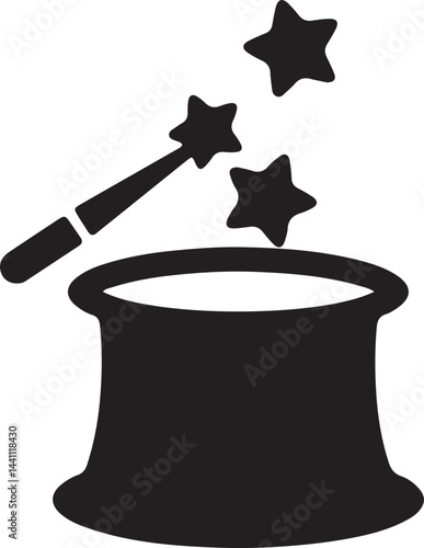 Illustration of a magic wand, star, and hat