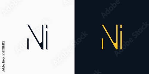 Minimalist abstract initial letters NI logo